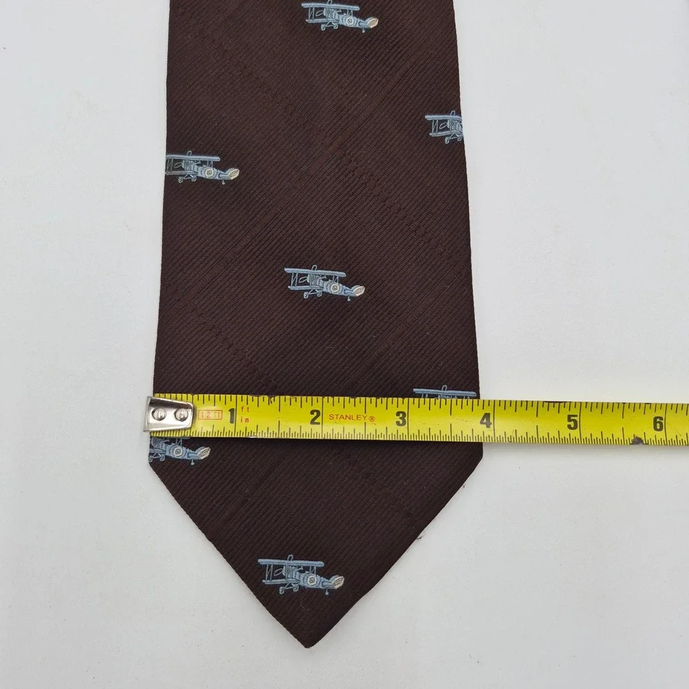 Vintage Briar Pride of England Puckett's Brown Silk Biplane Aviation Tie 4